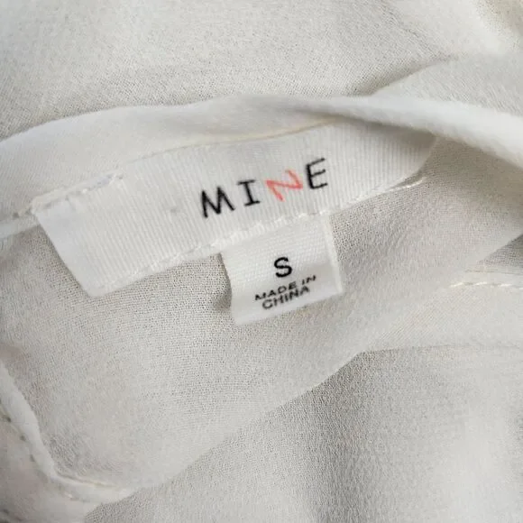 MINE Womens Size Small Cream White Sheer Long Sleeve Summer Spring‎ Blouse - Picture 10 of 10